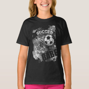 Fußball-Babe, Black Grunge Soccer T-Shirt