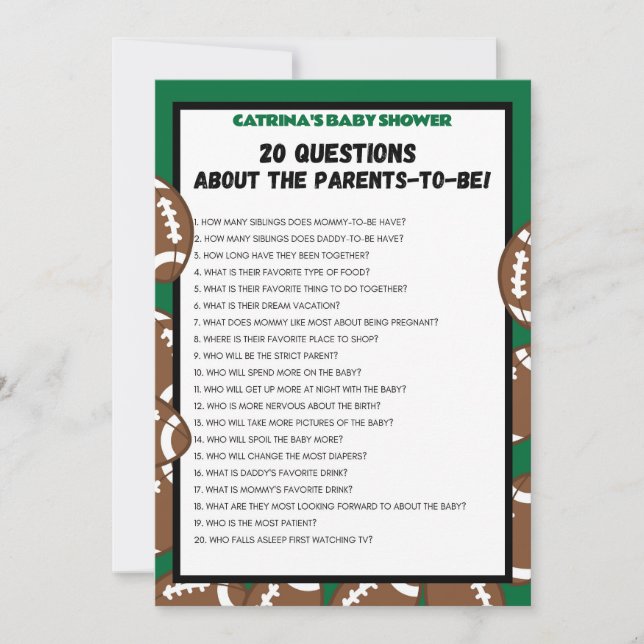 Fußball-Baby-Dusche, Fußball - bestellbarer Name,  Einladung (Vorderseite)