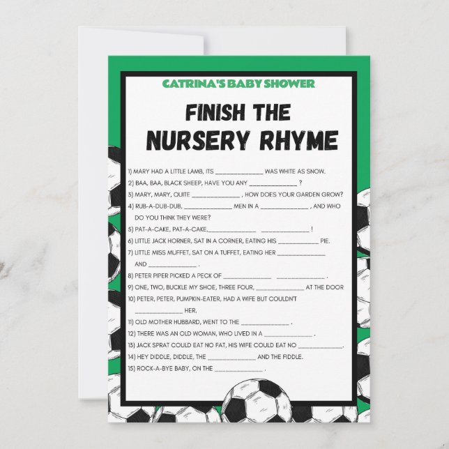 Fußball-Baby-Duschgel, Fußball - bestellbarer Name Einladung (Vorderseite)