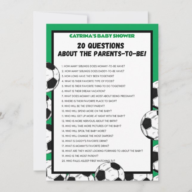 Fußball-Baby-Duschgel, Fußball - bestellbarer Name Einladung (Vorderseite)