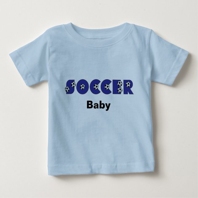 Fußball-Baby im Blau Baby T-shirt (Vorderseite)