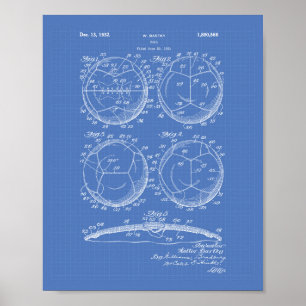 Fußball-Ball 1932 Patentart - Blueprint Poster