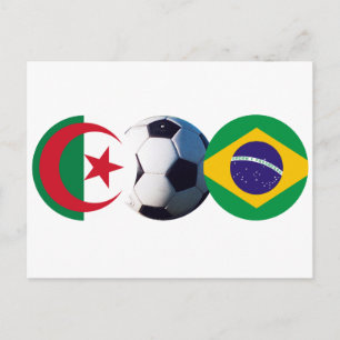 Fußball Ball Algerien und Brasilien Flaggen des MU Postkarte