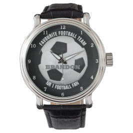 Fußball Ball Black Stilvoller Individuelle Name He Armbanduhr