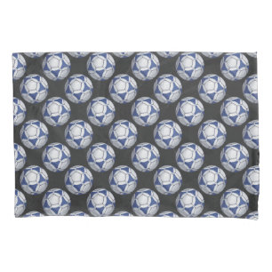 Fußball Ball Blau-Weiß-Muster gestrichen Kissenbezug