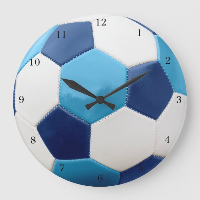 Fußball-Ball-Blues Große Wanduhr (Vorderseite)