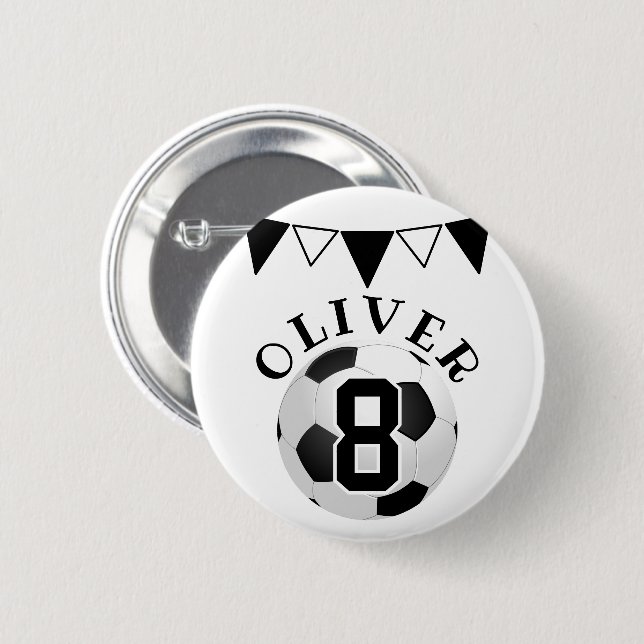 Fußball Ball Bunting Flags Kindergeburtstag Button (Vorne & Hinten)