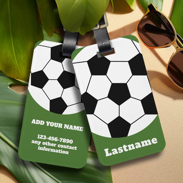 Fußball-Ball-Coach - Kühne moderne Zeichnend Gepäckanhänger (Personalized Sports Luggage Tag - Football Jersey Theme)