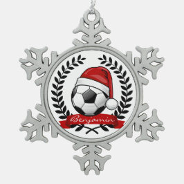 Fußball-Ball, der ein Schneeflocken Zinn-Ornament