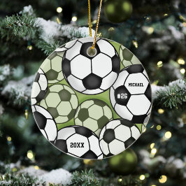 Fußball Ball farbenfrohe Kinder Name Jersey Nummer Keramik Ornament