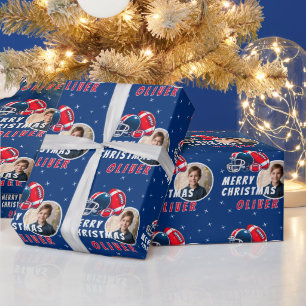 Fußball Ball Helm Cartoon Foto Frohe Weihnachten Geschenkpapier