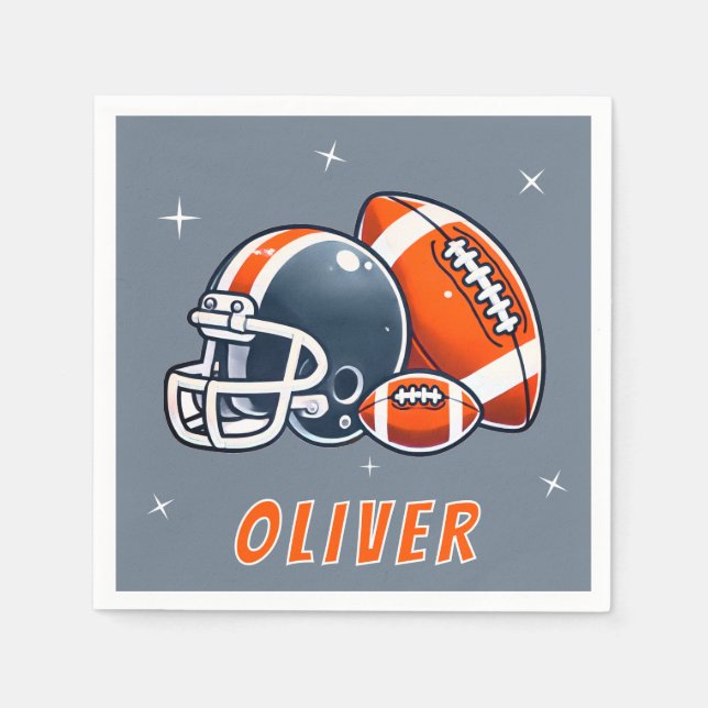 Fußball-Ball Helm Cartoon Geburtstagsparty Serviette (Vorderseite)