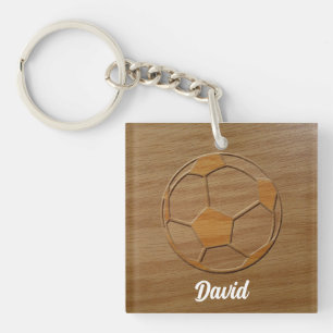 Fußball-Ball in Holz-Individuelle Name Schlüsselanhänger