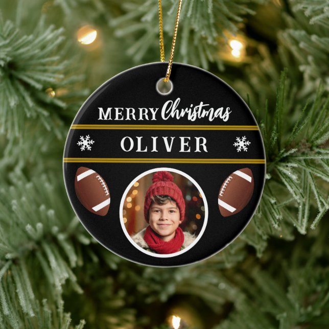 Fußball Ball Individuelle Name Frohe Weihnachten F Keramik Ornament (Baum)