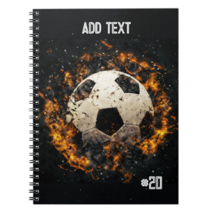 Fußball-Ball mit Flammen Spiral Foto Notebook Notizblock