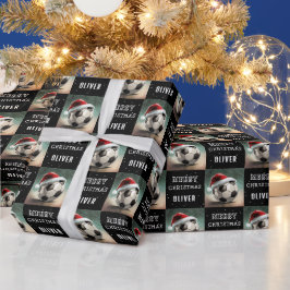 Fußball Ball mit Weihnachtsmannmütze Spaß Weihnach Geschenkpapier