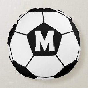 Fußball-Ball-Monogramm Rundes Kissen