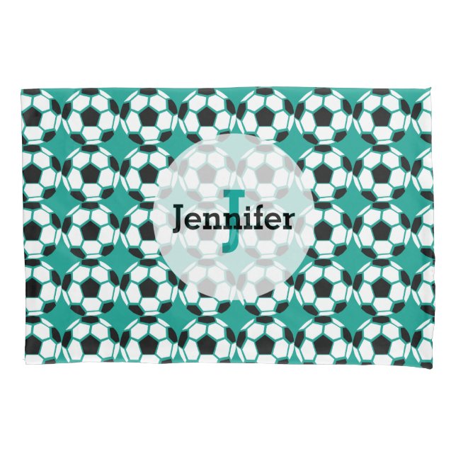 Fußball-Ball Muster Personalisiert Einzigartig Grü Kissenbezug (Vorderseite)