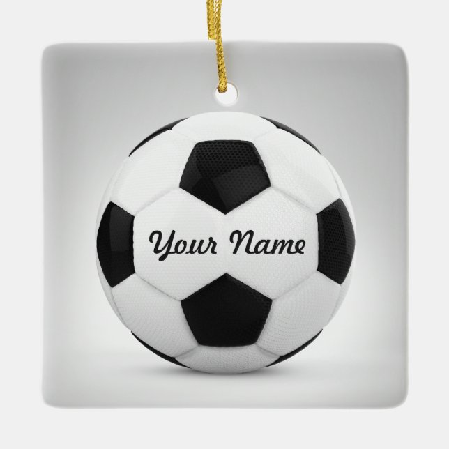 Fußball-Ball-personalisierter Namensdekor Keramikornament (Vorderseite)