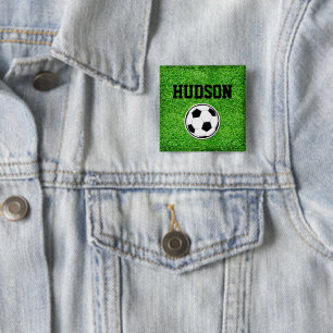 Fußball-Ball-Player NAME Green Grass Sports Fan Button