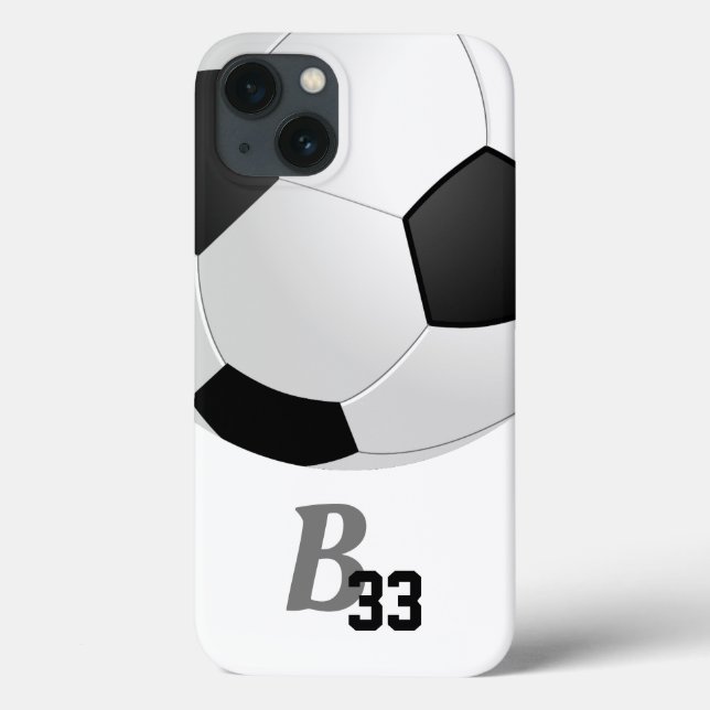 Fußball-Ball-Sport Monogram-Spielnummer Kinder Case-Mate iPhone Hülle (Rückseite)