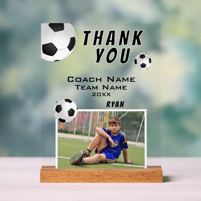 Fußball Ball Sports Coach Foto Vielen Dank Acrylschild (Neutral)