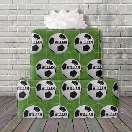 Fußball-Ball-Thema Name Geburtstagsgeschenk hinzuf Geschenkpapier