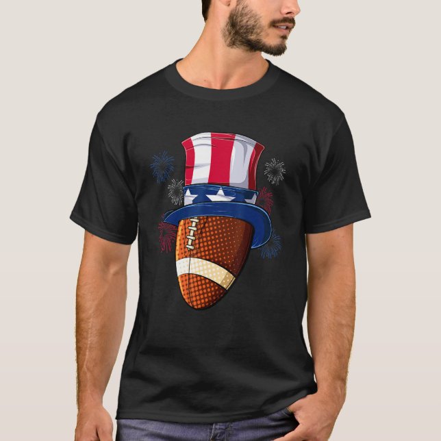 Fußball-Ball Uncle Sam Hat American Flag 4. J T-Shirt (Vorderseite)