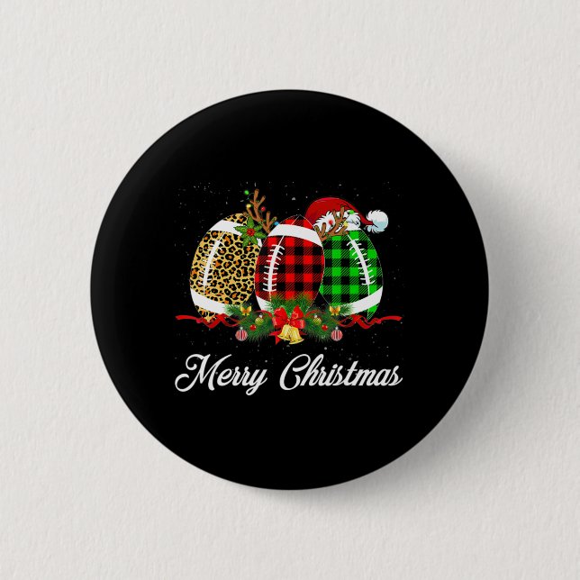 Fußball Ball Weihnachtsleopard Red Kariert Santa H Button (Vorderseite)