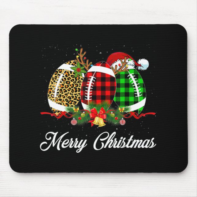 Fußball Ball Weihnachtsleopard Red Kariert Santa H Mousepad (Vorne)