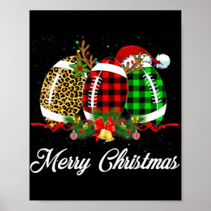Fußball Ball Weihnachtsleopard Red Kariert Santa H Poster