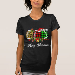 Fußball Ball Weihnachtsleopard Red Kariert Santa H T-Shirt