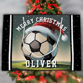 Fußball-Ball Weihnachtsmannmütze Name Weihnachten Große Geschenktüte