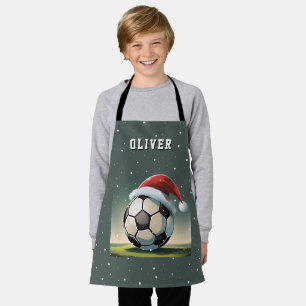 Fußball-Ball Weihnachtsmannmütze Weihnachten Schürze