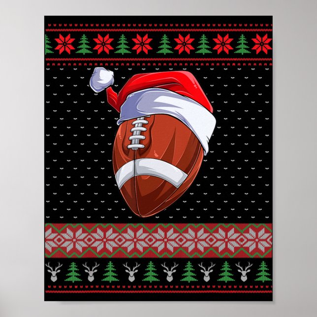 Fußball Ball Weihnachtsmannmütze Weihnachts Spaß B Poster (Vorne)