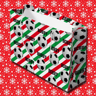 Fußball Ball Weihnachtsnachtsnamen Streifen rot in Große Geschenktüte