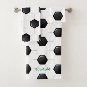 Fußball-Ball White Black Green Kids Individuelle N Badhandtuch Set