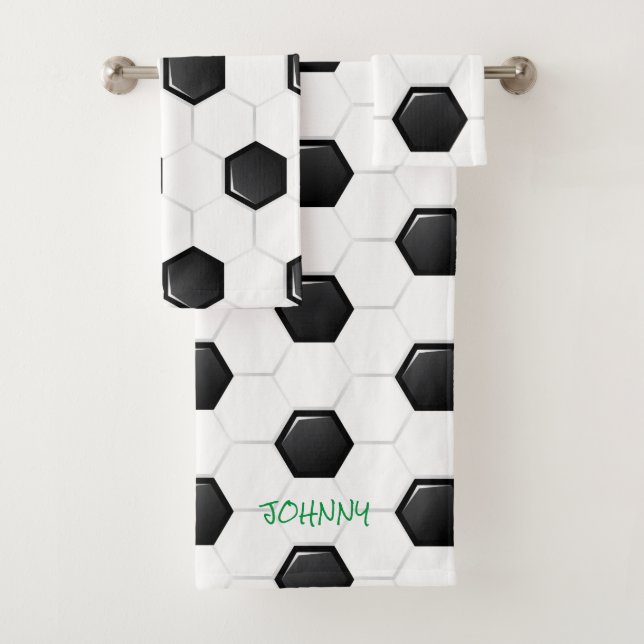 Fußball-Ball White Black Green Kids Individuelle N Badhandtuch Set (Insitu)