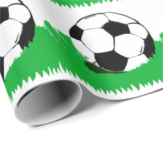 Fußball-Bälle in Gras-Muster-Umhüllungspapier Geschenkpapier