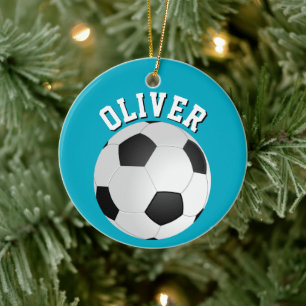 Fußball Bälle Kinder Name Weihnachten Keramik Ornament