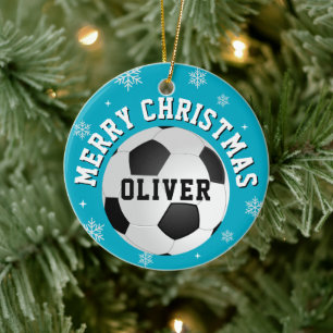 Fußball Bälle Kinder Name Weihnachten Keramik Ornament