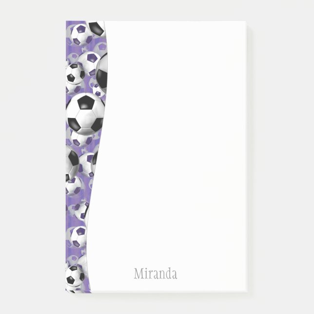 Fußball-Bälle lila Mädchenfußball Post-it Klebezettel (Vorderseite)