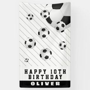 Fußball Bälle Schwarz & Weiß Geburtstagsfeier Banner