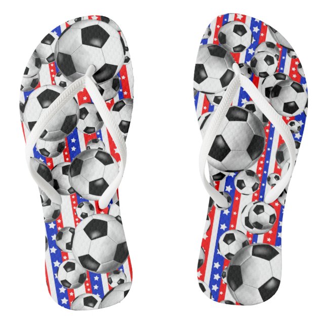 Fußball Balls USA Red White Blue US Flagge Flip Flops (Fußbett)
