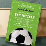 Fußball-Bar Mitzvah | Fußball Mitzvah Einladung<br><div class="desc">Bar mitzvah zum Thema Fußball mit einem grünen Fußball-Hintergrund,  Fußball,  Fußballspielern und einem modernen Party,  das leicht zu personalisieren ist.</div>