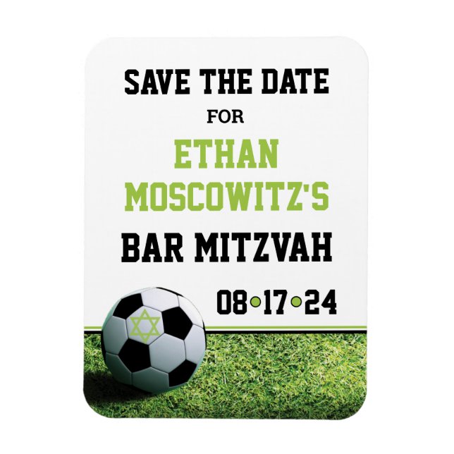 Fußball-Bar Mitzvah Save the Date Magnet (Vertikal)