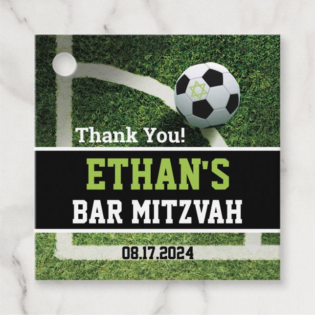 Fußball Bar Mitzvah Vielen Dank Geschenkanhänger (Vorderseite)