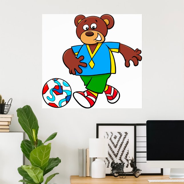 Fußball-Bären spielen Fußball im Sportraum Poster (Von Creator hochgeladen)