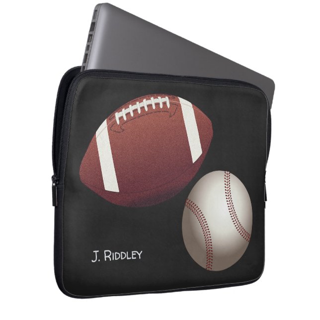 Fußball-Baseball-Name Monogram-Laptop-Fall Laptopschutzhülle (Vorne Rechts)