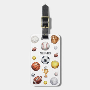 Fußball-Baseball zum Thema Mustersport Gepäckanhänger